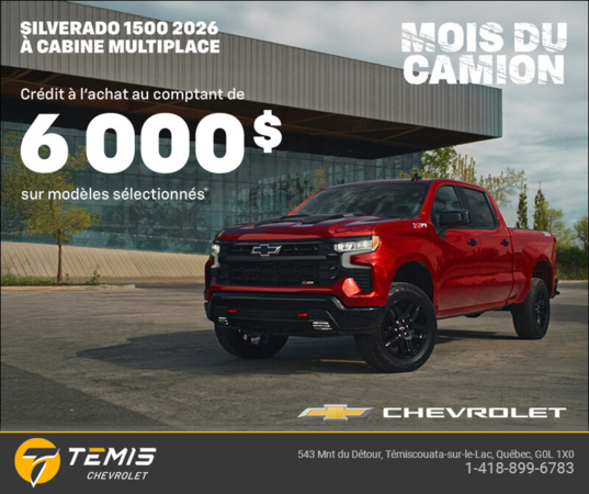 Procurez-vous le Chevrolet Silverado 1500 2026 à cabine multiplace