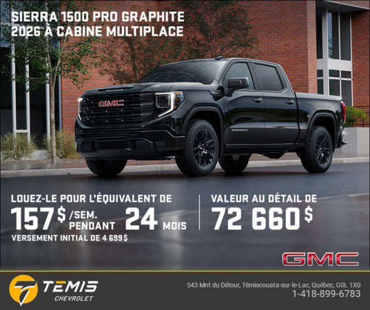 Le GMC Sierra 1500 Pro Graphite 2026 à cabine multiplace