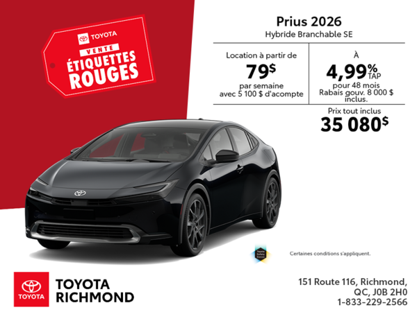 Toyota Prius Hybride Branchable SE 2026
