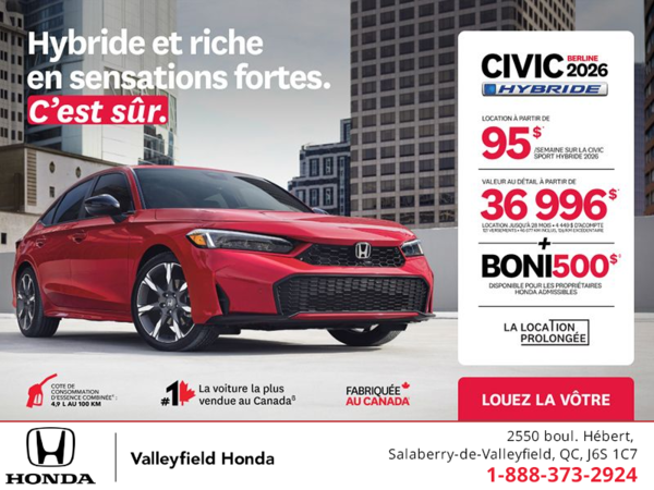 Obtenez le Honda Civic Sedan Hybride 2026 !
