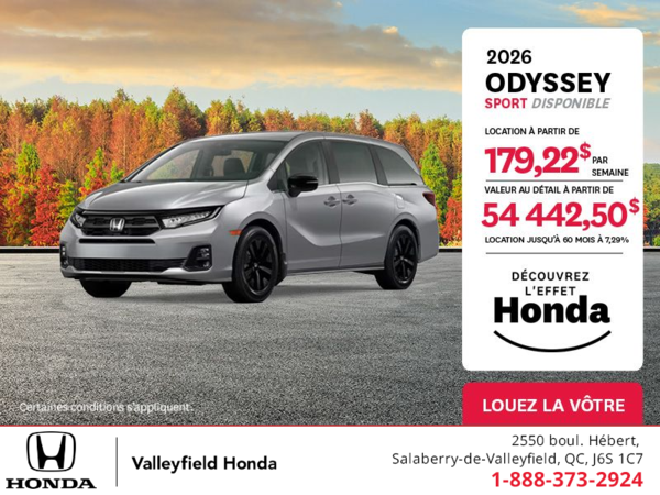 Obtenez le Honda Odyssey 2026 !