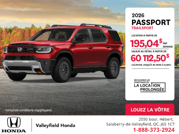 Obtenez le Honda Passport 2026 !