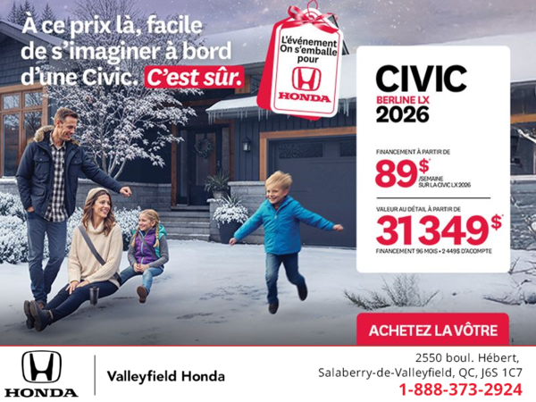 Obtenez le Honda Civic Berline 2026 !