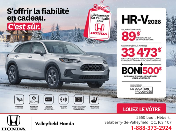 Obtenez le Honda HR-V 2026!