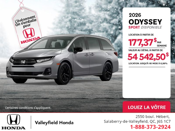 Obtenez le Honda Odyssey 2026 !