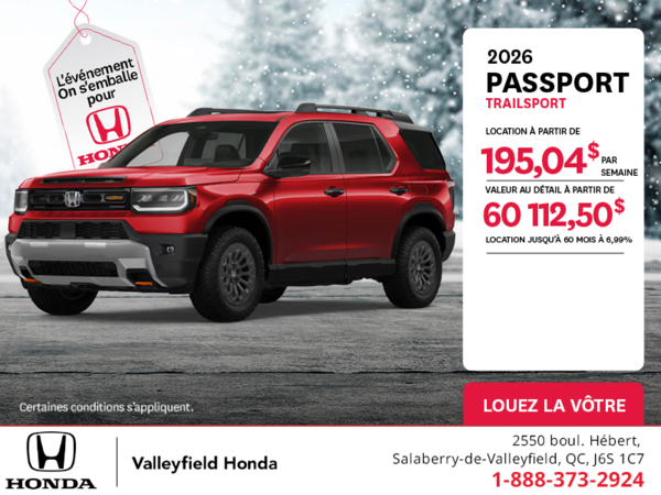 Obtenez le Honda Passport 2026 !