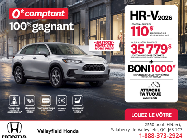 Obtenez le Honda HR-V 2026!