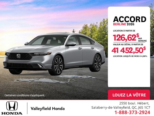 Obtenez la Honda Accord 2026 !