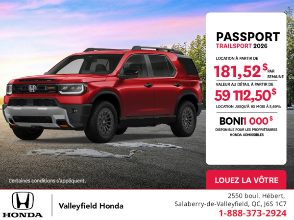 Obtenez le Honda Passport 2026 !