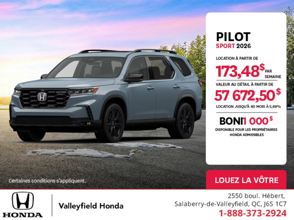 Obtenez le Honda Pilot 2026 !