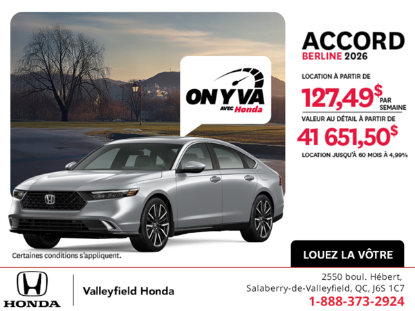 Obtenez la Honda Accord 2026 !