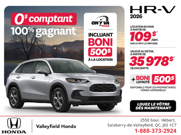 Obtenez le Honda HR-V 2026!