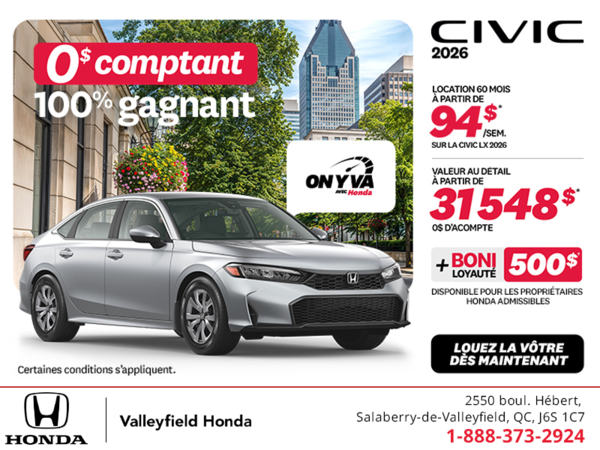 Obtenez la Honda Civic 2026 !