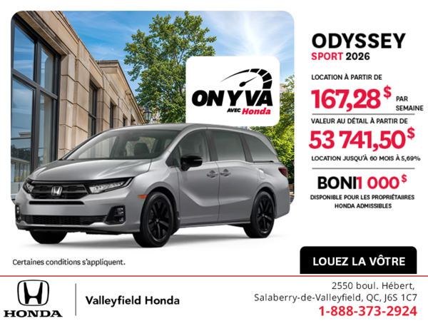 Obtenez la Honda Odyssey 2026 !