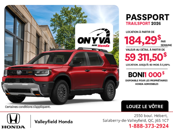 Obtenez la Honda Passport 2026 !