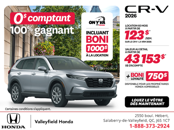 Obtenez le Honda CR-V 2026!