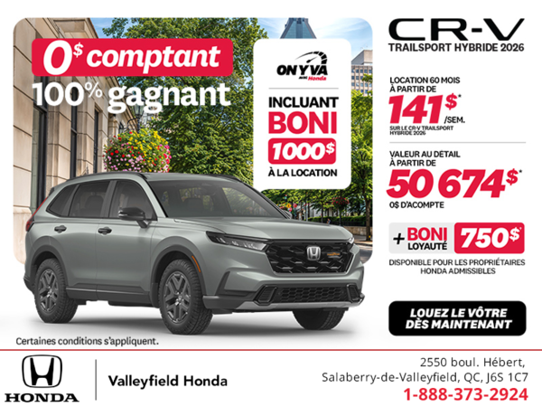 Obtenez le Honda CR-V Hybride 2026!