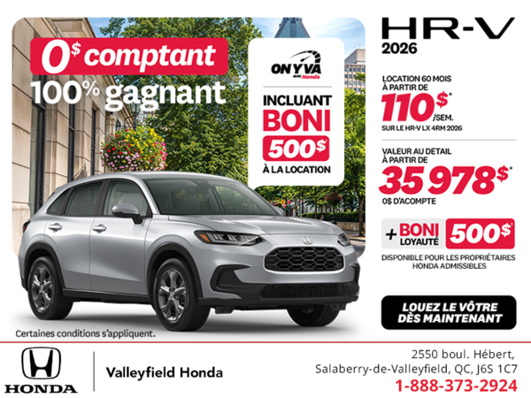 Obtenez le Honda HR-V 2026!