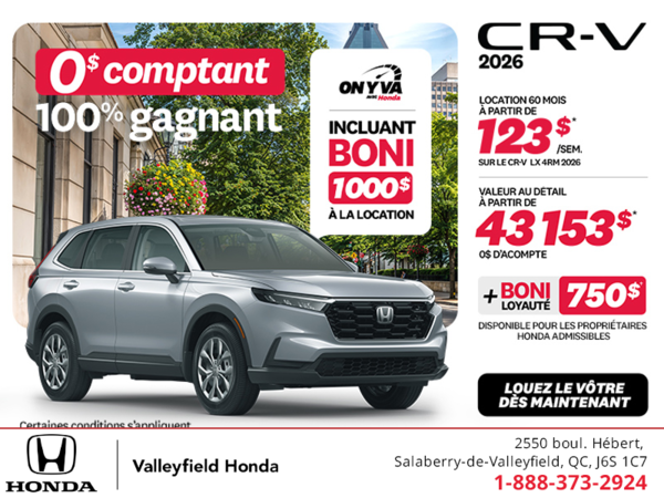 Obtenez la Honda CR-V 2026!