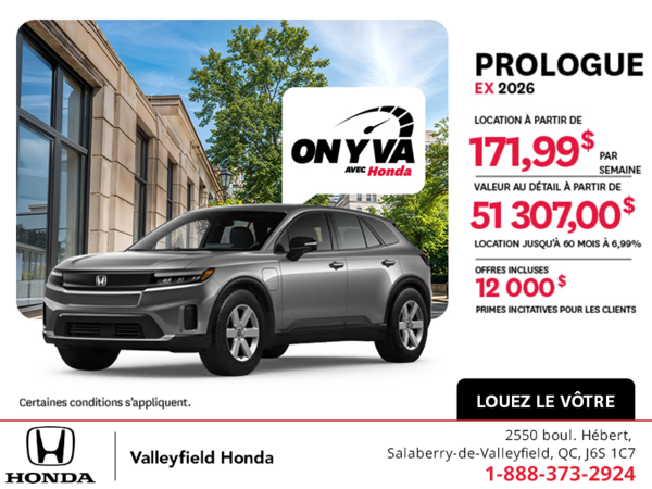 Obtenez la Honda Prologue 2026 !
