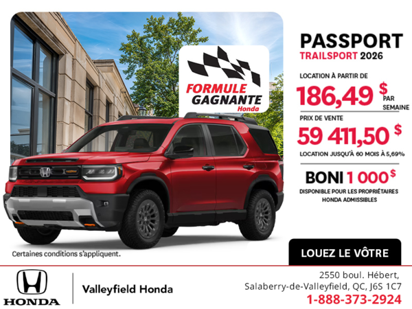Obtenez la Honda Passport 2026 !