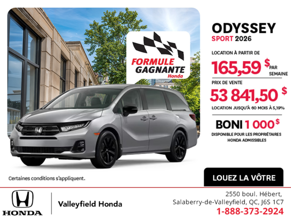 Obtenez la Honda Odyssey 2026 !
