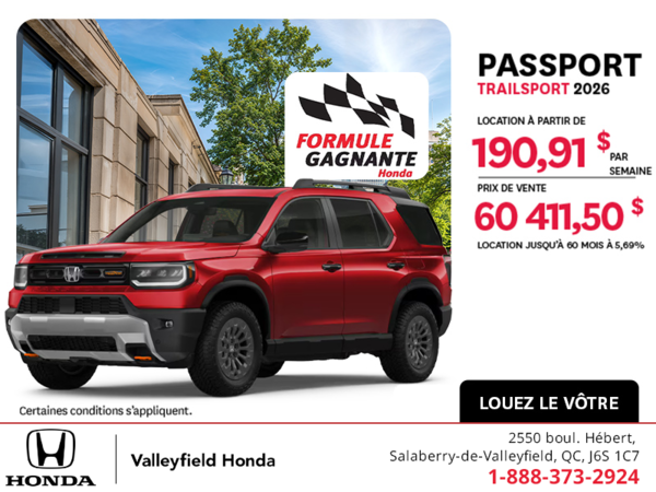 Obtenez la Honda Passport 2026 !