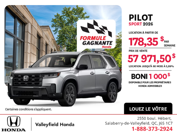 Obtenez la Honda Pilot 2026 !