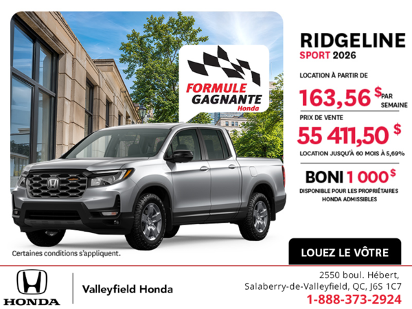 Obtenez la Honda Ridgeline 2026 !