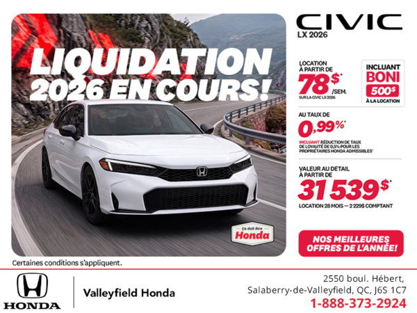 Obtenez la Honda Civic 2026 !