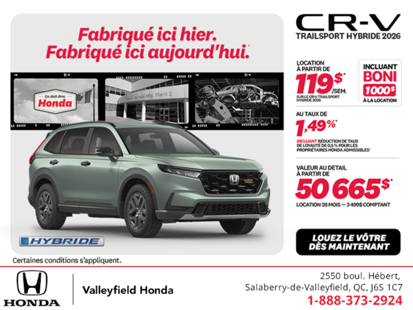 Obtenez la Honda CR-V Hybride 2026!