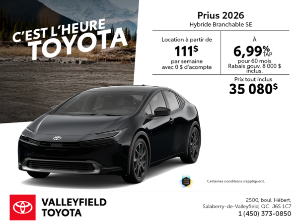 Toyota Prius Hybride Branchable SE 2026