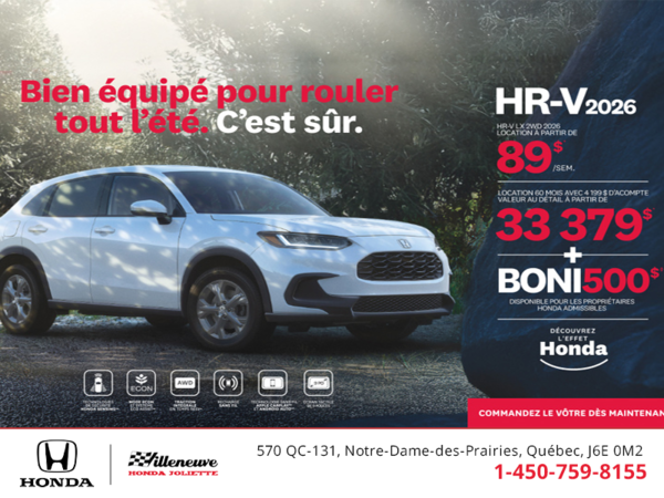 Obtenez le Honda HR-V 2026!