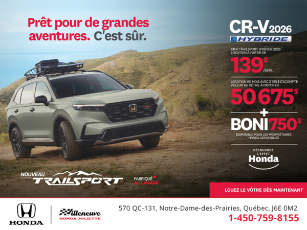 Obtenez le Honda CR-V Hybride 2026!