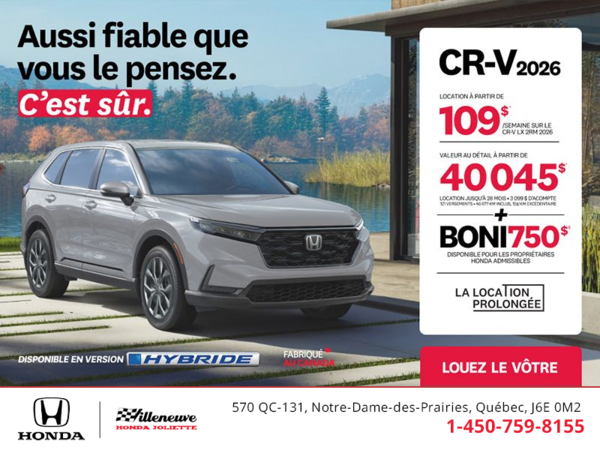 Obtenez le Honda CR-V 2026!