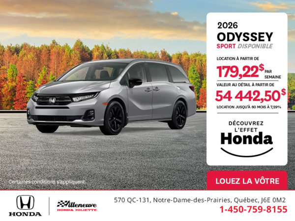 Obtenez le Honda Odyssey 2026 !