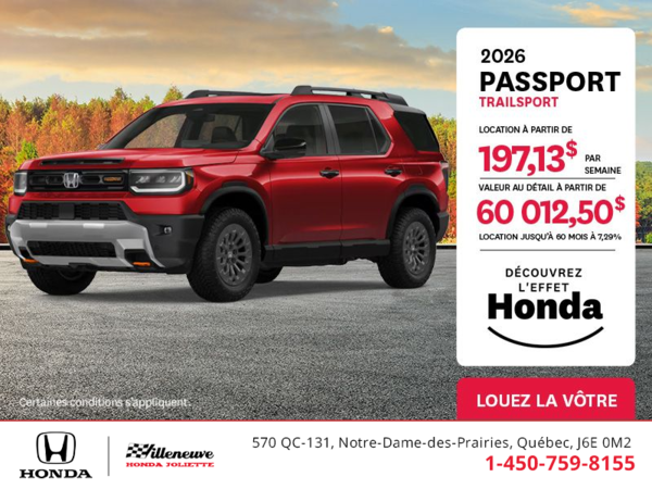 Obtenez le Honda Passport 2026 !