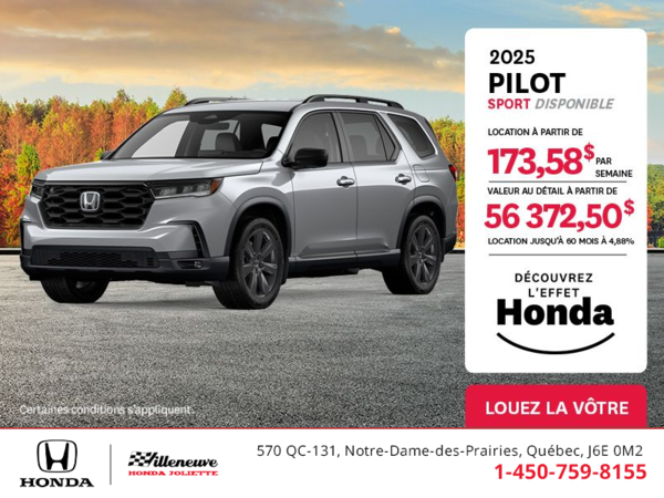 Obtenez le Honda Pilot 2025 !