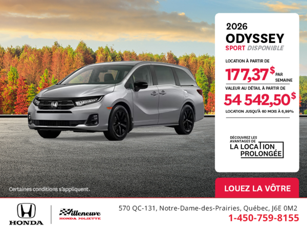 Obtenez le Honda Odyssey 2026 !
