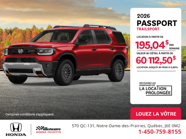 Obtenez le Honda Passport 2026 !