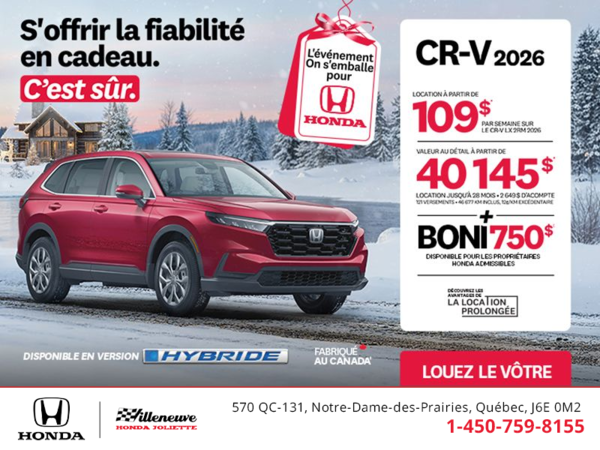 Obtenez le Honda CR-V 2026!