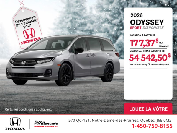 Obtenez le Honda Odyssey 2026 !