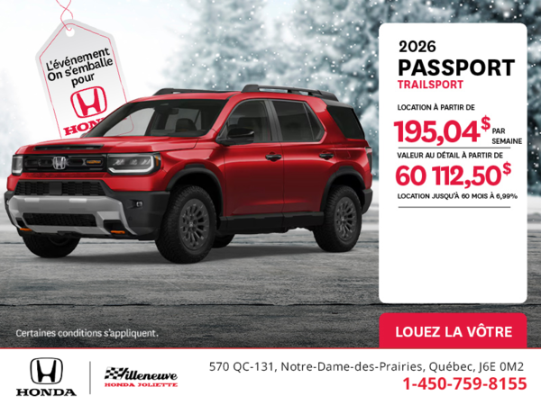 Obtenez le Honda Passport 2026 !