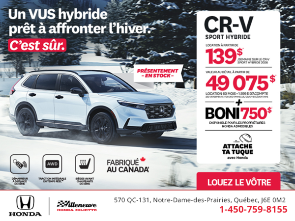 Obtenez le Honda CR-V Hybride 2026!