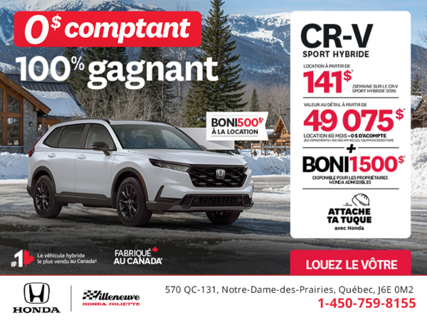Obtenez le Honda CR-V Hybride 2026!