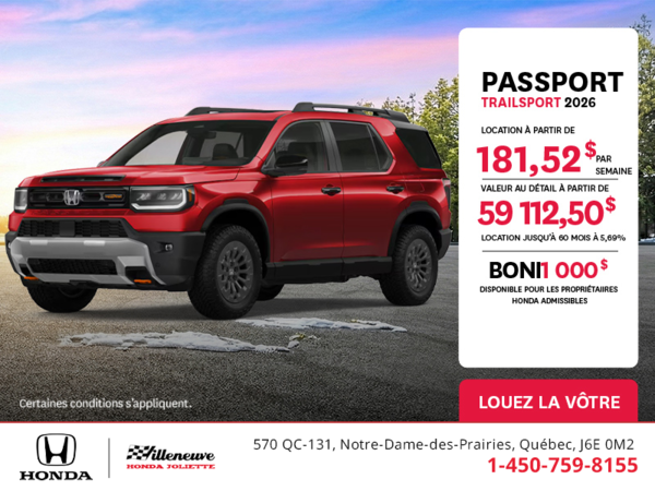 Obtenez le Honda Passport 2026 !