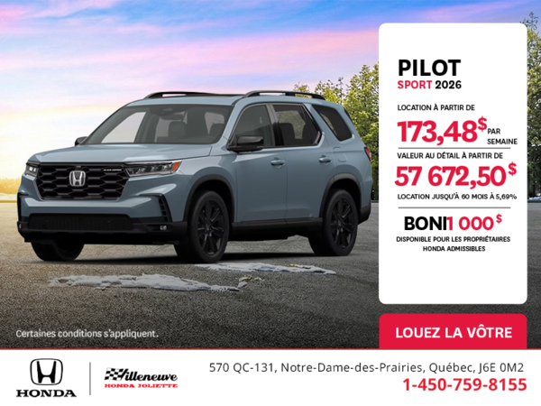 Obtenez le Honda Pilot 2026 !