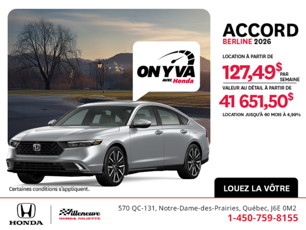 Obtenez la Honda Accord 2026 !