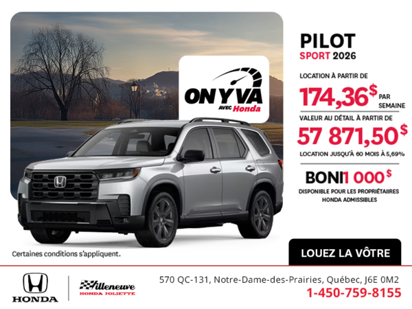 Obtenez le Honda Pilot 2026 !