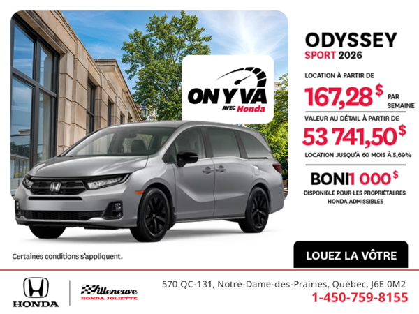 Obtenez la Honda Odyssey 2026 !